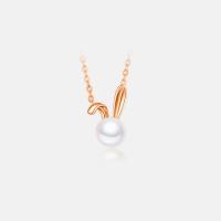Sterling Silver Pearl Necklace, 925 Sterling Silver, with Freshwater Pearl, with 1.96 inch extender chain, Rabbit, plated, for woman Approx 15.75 Inch 