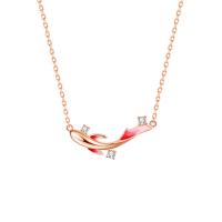 Cubic Zircon Micro Pave Sterling Silver Necklace, 925 Sterling Silver, with 1.96 inch extender chain, Fish, rose gold color plated, Hand-Painted Enamel Glaze & micro pave cubic zirconia & for woman Approx 15.75 Inch 