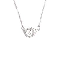 Cubic Zircon Micro Pave Sterling Silver Necklace, 925 Sterling Silver, with 1.96 inch extender chain, platinum color plated, micro pave cubic zirconia & for woman & hollow Approx 15.75 Inch 