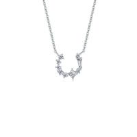 Cubic Zircon Micro Pave Sterling Silver Necklace, 925 Sterling Silver, with 1.96 inch extender chain, Horseshoes, platinum color plated, micro pave cubic zirconia & for woman Approx 15.75 Inch 