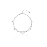 Sterling Silver Bracelets, 925 Sterling Silver, with 1.18 inch extender chain, platinum color plated, for woman & multi-strand Approx 6.3 Inch 