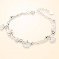 Sterling Silver Bracelets, 925 Sterling Silver, with 1.18 inch extender chain, platinum color plated, for woman & multi-strand Approx 6.3 Inch 