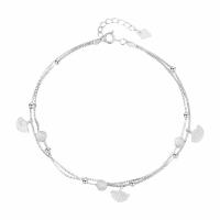 Fashion Jewelry Anklet, 925 Sterling Silver, with 1.57 inch extender chain, platinum color plated, for woman & multi-strand Approx 7.48 Inch 