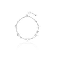 Sterling Silver Chain Bracelet, 925 Sterling Silver, with 1.18 inch extender chain, platinum color plated, for woman & multi-strand Approx 6.3 Inch 