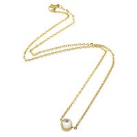 Stainless Steel Jewelry Necklace, 316 Stainless Steel, with Crystal, Vacuum Plating, fashion jewelry & for woman, golden Inch 