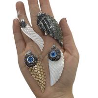 Rhinestone Shell Pendants, Freshwater Shell, Wing Shape, fashion jewelry & DIY & with rhinestone 