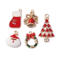Zinc Alloy Christmas Pendants, gold color plated, Christmas Design & enamel Approx 