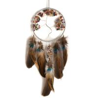 Fashion Dream Catcher, Feather, with Gemstone & Iron, handmade, fashion jewelry, mixed colors 