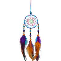 Fashion Dream Catcher, Feather, with Cotton Thread & Wood, handmade, folk style, mixed colors 