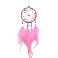 Fashion Dream Catcher, Feather, with Glass Pearl & Iron, handmade, for woman, pink 