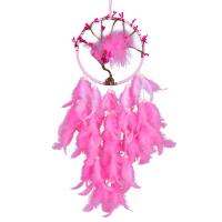 Fashion Dream Catcher, Feather, with Wood & Iron, handmade, for woman, pink 