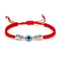 Evil Eye Jewelry Bracelet, Polyester Cord, with Resin & Zinc Alloy, silver color plated, adjustable & for woman cm 