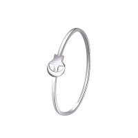Sterling Silver Finger Ring, 925 Sterling Silver, Moon and Star, platinum plated & for woman, original color 