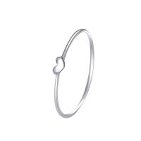 Sterling Silver Finger Ring, 925 Sterling Silver, Heart, platinum plated & for woman, original color 