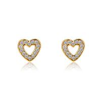 Cubic Zirconia Micro Pave Sterling Silver Earring, 925 Sterling Silver, Heart, plated, micro pave cubic zirconia & for woman & hollow 7.7mm 