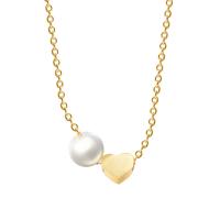 Sterling Silver Pearl Necklace, 925 Sterling Silver, with Plastic Pearl, Heart, plated, fashion jewelry & for woman 450mm 