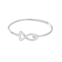 Sterling Silver Finger Ring, 925 Sterling Silver, Fish, platinum plated & for woman, original color 