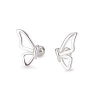 Sterling Silver Stud Earring, Argent sterling 925, papillon, Placage de couleur argentée, pour femme & creux, argent Vendu par PC