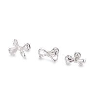 Sterling Silver Stud Earring, 925 Sterling Silver, Bowknot, silver color plated & for woman, silver color 