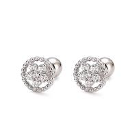 Cubic Zirconia Micro Pave Sterling Silver Earring, 925 Sterling Silver, silver color plated, micro pave cubic zirconia & for woman, silver color 