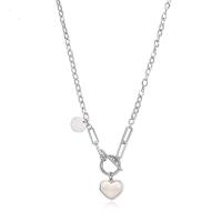 Titanium Steel Jewelry Necklace, Heart, with letter pattern & for woman, original color Approx 18.4 Inch 