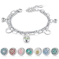 Perfume Aromatherapy Bracelet, 316L Stainless Steel, with 1.77inch extender chain, Double Layer & for woman & hollow, original color, 12mm Approx 7.28 Inch 