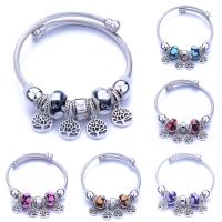 Zinc Alloy European Bracelets, with Crystal, Tree, plated, for woman & hollow 60mm 