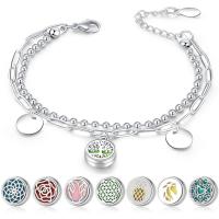 Perfume Aromatherapy Bracelet, 316L Stainless Steel, with 1.77inch extender chain, Double Layer & for woman & hollow, original color, 12mm Approx 7.28 Inch 