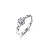 Cubic Zirconia Sterling Silver Finger Ring, 925 Sterling Silver, platinum color plated, Adjustable & open & micro pave cubic zirconia 