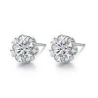 Sterling Silver Cubic Zirconia Earring, 925 Sterling Silver, platinum color plated & micro pave cubic zirconia & for woman 