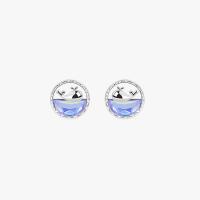 Sterling Silver Stud Earring, 925 Sterling Silver, with Lampwork, platinum color plated, for woman & hollow 