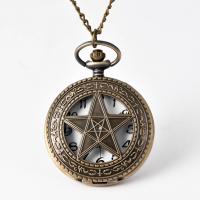 Watch Necklace, Zinc Alloy, with Plastic, Chinese movement, antique brass color plated, waterproofless & Unisex & hollow Approx 16.92 Inch 