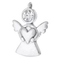 Stainless Steel Angel Pendant, 316 Stainless Steel, DIY & with rhinestone, original color, 18*25*4.5mm Approx 2mm 