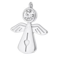 Stainless Steel Angel Pendant, 316 Stainless Steel, DIY & with rhinestone, original color, 19.5*24.5*4.5mm Approx 2mm 