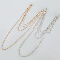 Rhinestone Zinc Alloy Necklace, with 14.3cm extender chain, plated, fashion jewelry & multilayer & for woman & with rhinestone .7 cm 