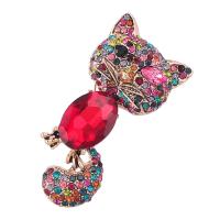Rhinestone Zinc Alloy Brooch, Cat, fashion jewelry & for woman & with glass rhinestone & with rhinestone, multi-colored 