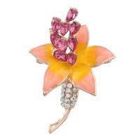 Rhinestone Zinc Alloy Brooch, Flower, fashion jewelry & for woman & enamel & with rhinestone, multi-colored 
