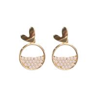Plastic Pearl Zinc Alloy Earring, with Plastic Pearl, Heart, fashion jewelry & for woman, 30mm 