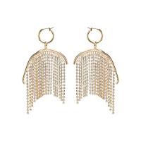 Fashion Fringe Earrings, Zinc Alloy, fashion jewelry & for woman & with rhinestone, 80mm 