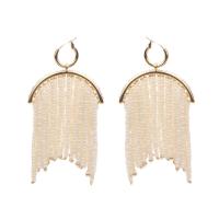 Fashion Fringe Boucles d'oreilles, alliage de zinc, avec Des billes de verre, Placage, bijoux de mode & pour femme Vendu par paire