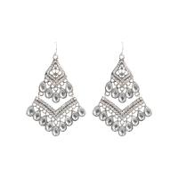 Zinc Alloy Rhinestone Drop Earring, with Brass, plated, fashion jewelry & for woman & with rhinestone, 70mm 