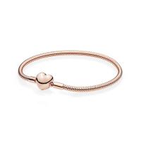 925 Sterling Silver European Bracelet, with Cubic Zirconia, rose gold color plated & Unisex 