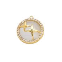 Cubic Zirconia Micro Pave Brass Pendant, with Cats Eye, gold color plated, DIY & micro pave cubic zirconia, golden 