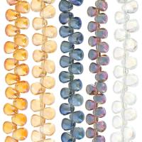 Abalorios de Cristal con Forma de Lágrima, Gota, chapado, Bricolaje, más colores para la opción, 6x9x6mm, longitud:aproximado 15 Inch, Vendido por Sarta