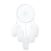 Fashion Dream Catcher, Feather, with Plastic Pearl & Iron, handmade, hanging, white 