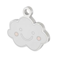 Enamel Stainless Steel Pendant, 304 Stainless Steel, Cloud, polished, fashion jewelry & for woman, original color Approx 1.5mm 