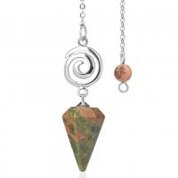 Zinc Alloy Pendulum Pendant, with Gemstone & Unisex 