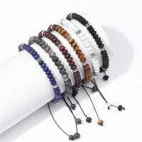 Gemstone Bracelets, Natural Stone, with Nylon Cord & Zinc Alloy, silver color plated, fashion jewelry & Unisex & adjustable cm 