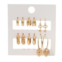 alliage de zinc Boucles d'oreilles, Placage de couleur d'or, bijoux de mode & pour femme, doré é, Vendu par fixé