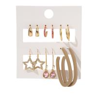 Zinc Alloy Stud Earring Set, gold color plated, fashion jewelry & for woman & with rhinestone, golden 